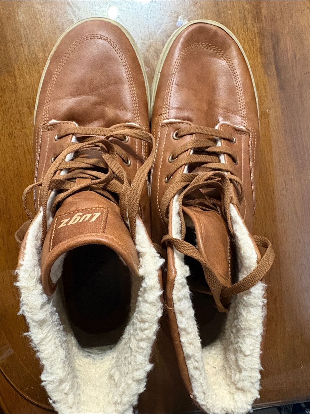 Lugz Men’s Tan/Brown Sherpa-Lined Lace-Up Boots
